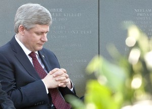 Canadian Prime Minister Stephen Harper reflects during a memorial to commemorate the 25th anniversary of  the Air India tragedy in Toronto. (Picture by Jason Ransom)