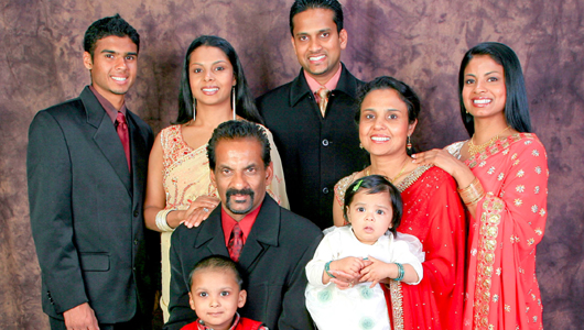 Chandrika De Silva with her husband, daughters, son, son-in law and grandchildren. (Picture by Andy Samarasena)