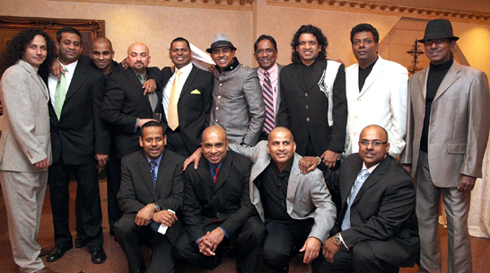 BAND OF BROTHERS....Members of the Misty band with organizers of the dinner dance in aid of St. John's  Children's Orphanage in Sri Lanka. These organizers were school mates from Sri Lanka who decided to put on a grand show for a worthy cause in Toronto. Organizers of the dance included;Cheliyan Kanagasapapathy, Sutharshan selvarajah, Ratnakumar Selvaratnam, Ajitha Gunawordene, Niroshan Selvarajah, Oral Selvadurai, Ravi Ravibalan, Samantha Herath and Nalin Wijesundara. 