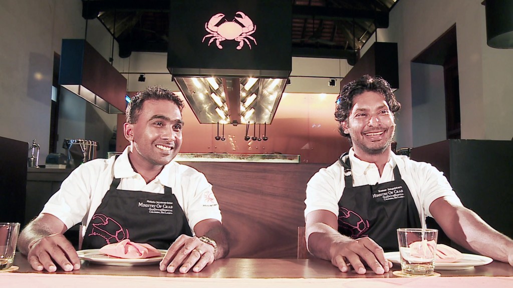 Mahela Jayawardena and Kumar Sangakkara at their restaurant Ministry of Crab in Colombo.