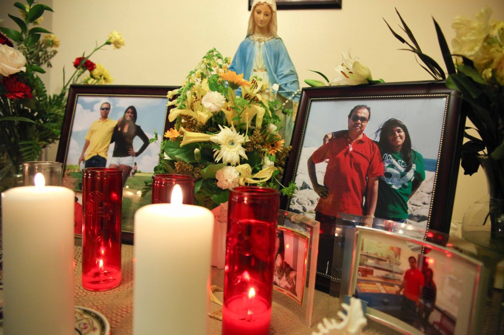  A memorial for Jayantha Wijeratne and his daughter Eleesha at their family home. (Picture by Mahesh Abeyewardene)