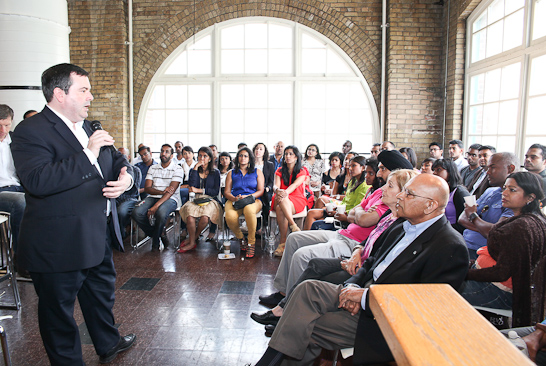 Minister Kenney speaks to young professionals and SLWB well-wishers during an interactive session.