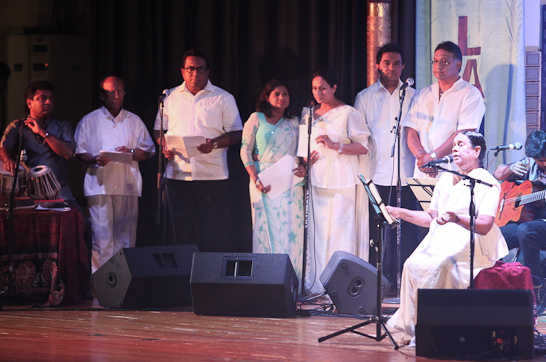Local singers perform with Visharada Nanda Malini