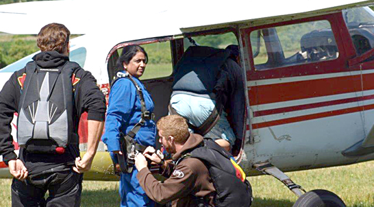  Logi Mariathasan being strapped in ahead of her flight. (Pictures by Bala Balakrishnan)