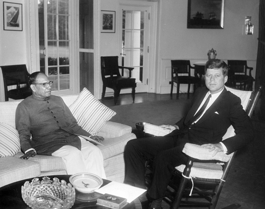 President John F. Kennedy meets with newly appointed Ambassador of Ceylon William Gopallawa in 1961 at the White House.