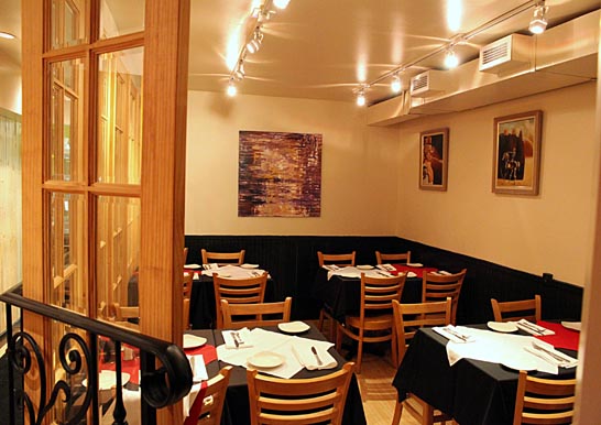 The restaurant offers an intimate area for wine tasting.