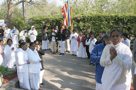 Devotees earlier lined the route for Bodhi tree.