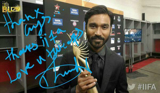 Final Product of Dhanush's twitter mirror image. (Picture IIFA)