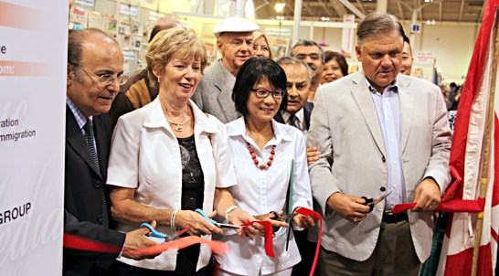 Parliamentarians Judy Sgro, Jim Karygiannis and Olivia Chow at the official opening. (Picture by Mahesh Abeyewardene)