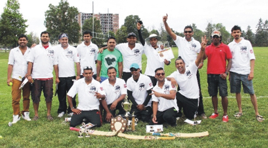 2014 Tricity Cricket Champions – Montreal Team celebrating their win. (Pictures by Nushaine Ferdinand)