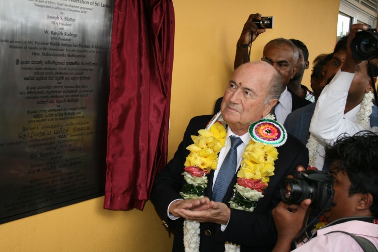 FIFA President - Joseph S. Blatter opens Sri Lanka’s first-ever purpose built football training facility in Ariyalai, Jaffna. (Picture by FIFA for lankareporter.com)