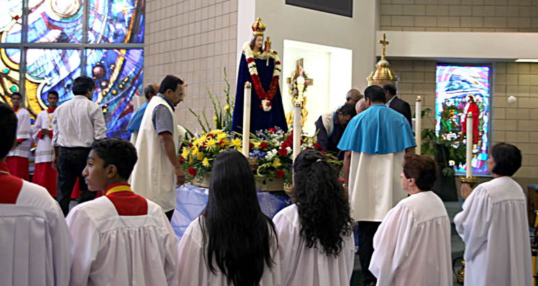 Our Lady of Madhu inside the church in Mississauga, Canada.