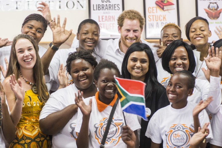 Prince Harry meets with the South African winners ahead of the announcement. (Picture by Waldo Swiegers via Comic Relief UK)
