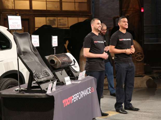 TDot Performance founders Charith Perera and Mubin Vaid pitch their company on Canadian Broadcasting Corporation’s (CBC) Dragons' Den. (Handout CBC)