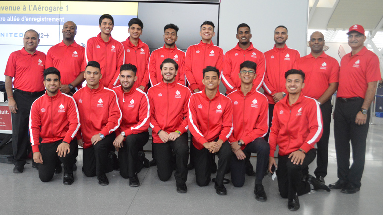 Canada’s U19 cricket team on their departure from Toronto to Bangladesh. (Picture courtesy Eddie Norfolk)