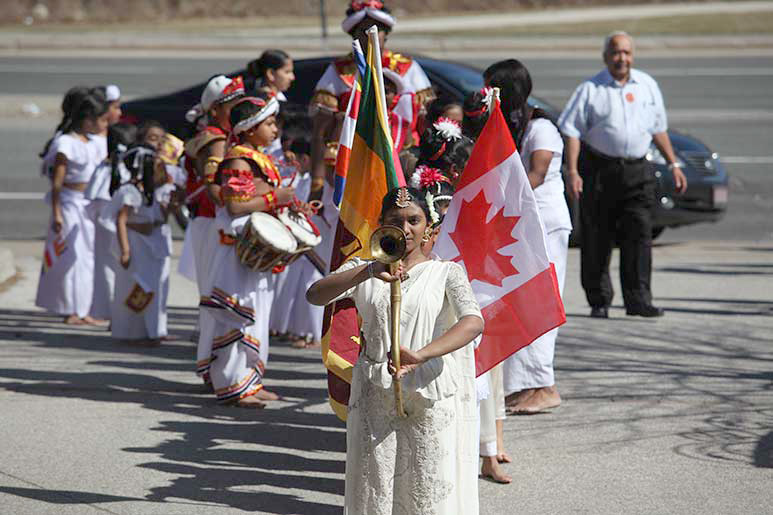 A procession outside Toronto Mahavihara.