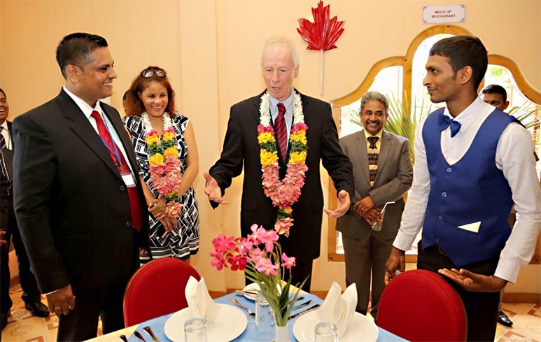 Dion was thrilled as students showcased their talents in a mock up resturant at the Jaffna Hospitality Training Centre.