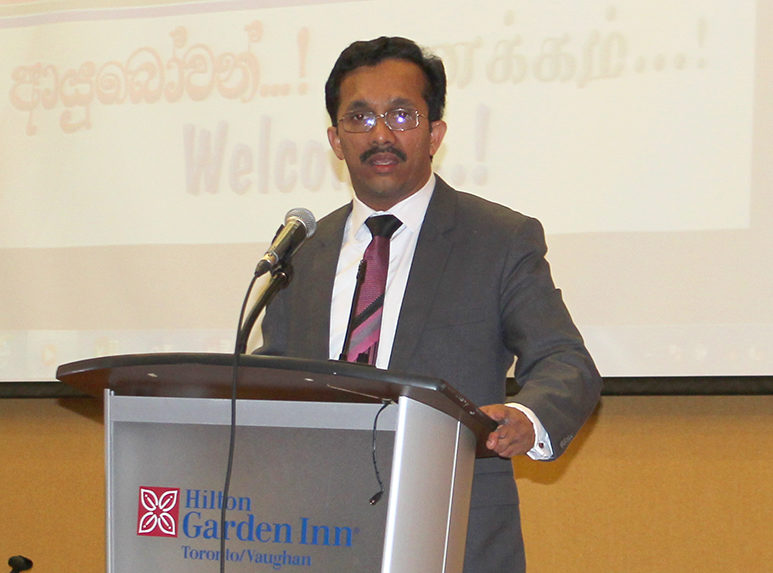 Sunil Handunnetti, Sri Lankan  Member of Parliament addressing.