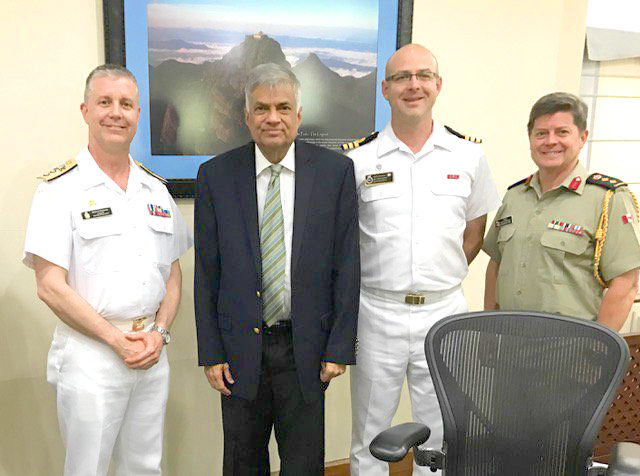  RAdm Art McDonald Maritime Forces Pacific/ Joint Task Force (Pacific) and Commander Jeff Hutchinson, Commanding Officer HMCS Winnipeg meet with Prime Minister Ranil Wickremasinghe.