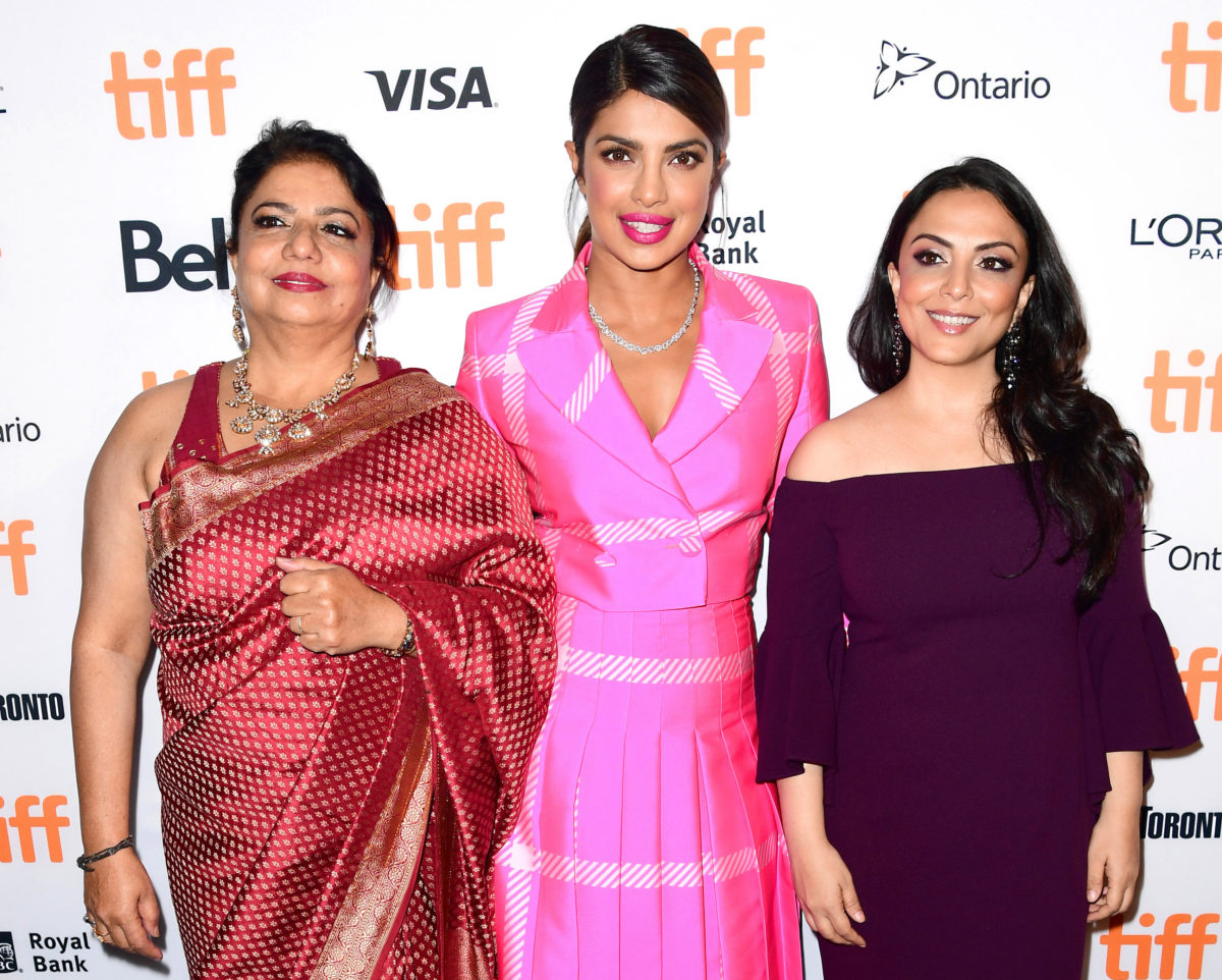 (L-R) Madhu Chopra, Priyanka Chopra, and Pakhi Tyrewala attend the 'Pahuna: The Little Visitors' premiere during the 2017 Toronto International Film Festival at Scotiabank Theatre in Toronto, Canada. (Photo by Emma McIntyre/Getty Images)