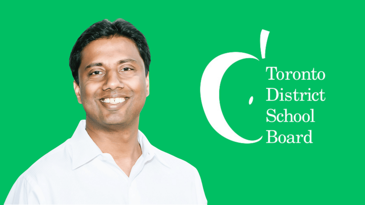 Neethan Shan and logo of Toronto District School Board.